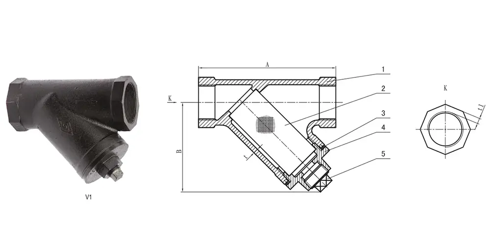 Threaded Y-Type Strainer V1 PN10/16